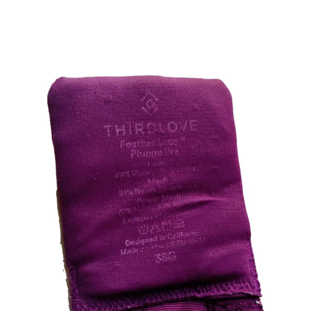 ThirdLove Feather Lace Plunge Underwire Push Up Bra Berry Crush Women's Sz 38G - Picture 10 of 10